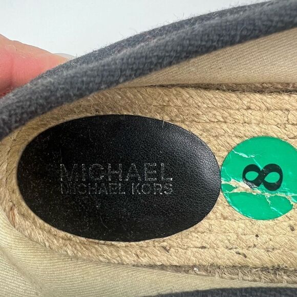 Michael Kors Kendrick Leather / Canvas Espadrilles Ruffle Black size 8 - Picture 3 of 5